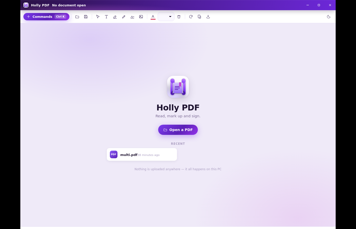 Archived Holly PDF application interface