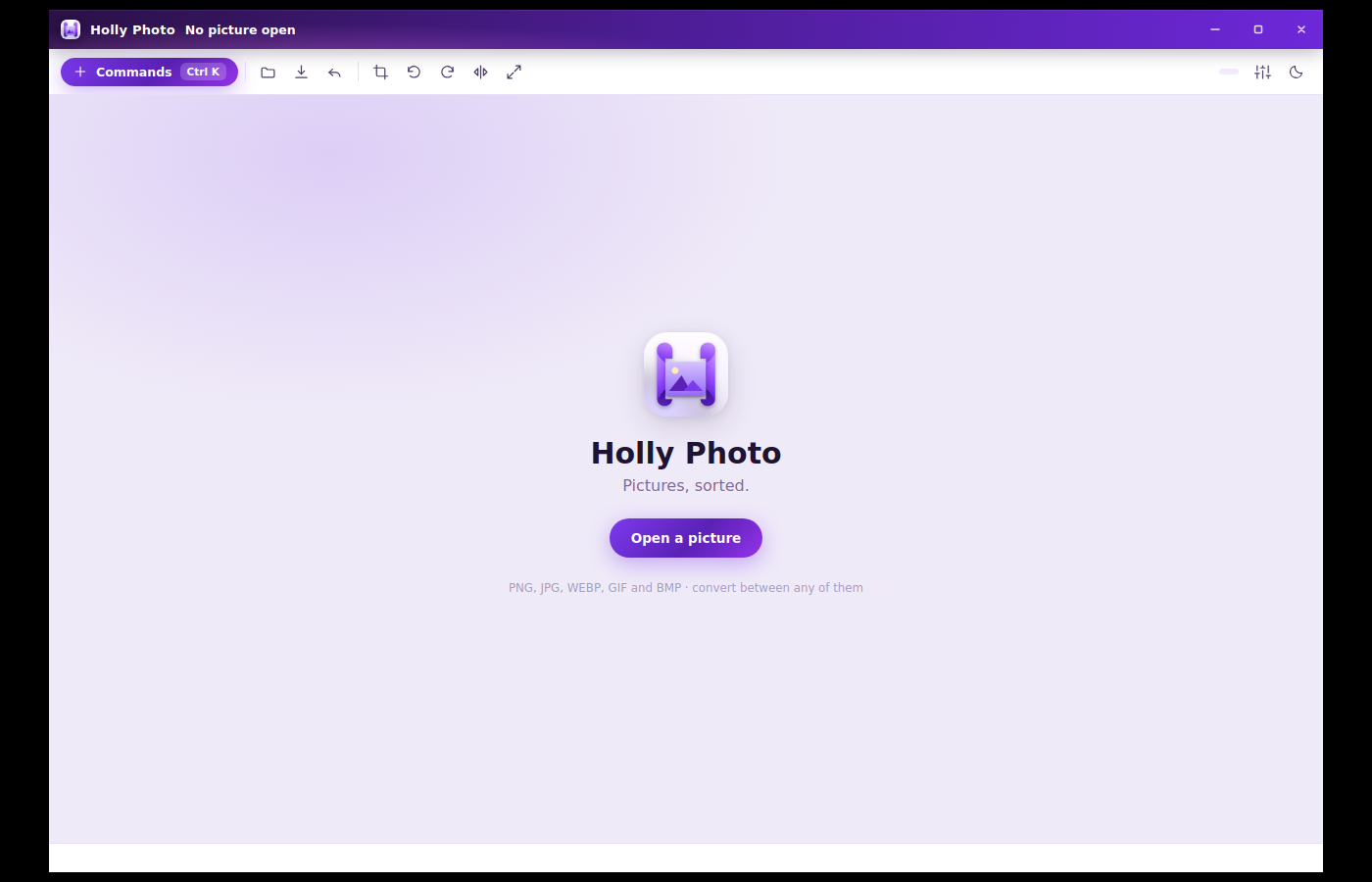 Archived Holly Photo application interface