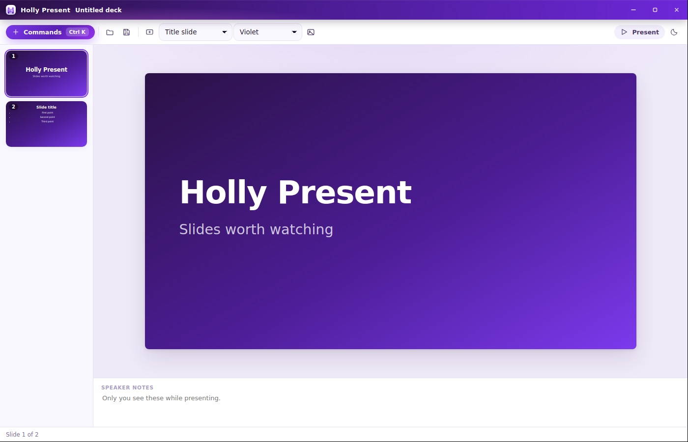 Archived Holly Present application interface